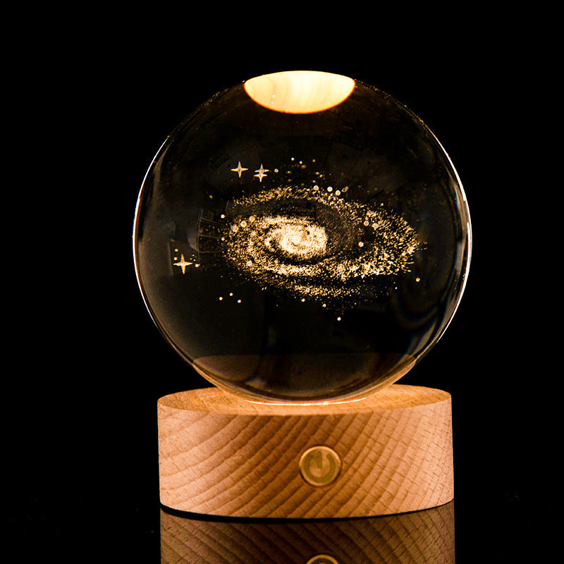 Lysande Galaxy Crystal Ball Dekoration 3D Laser Inre Carving