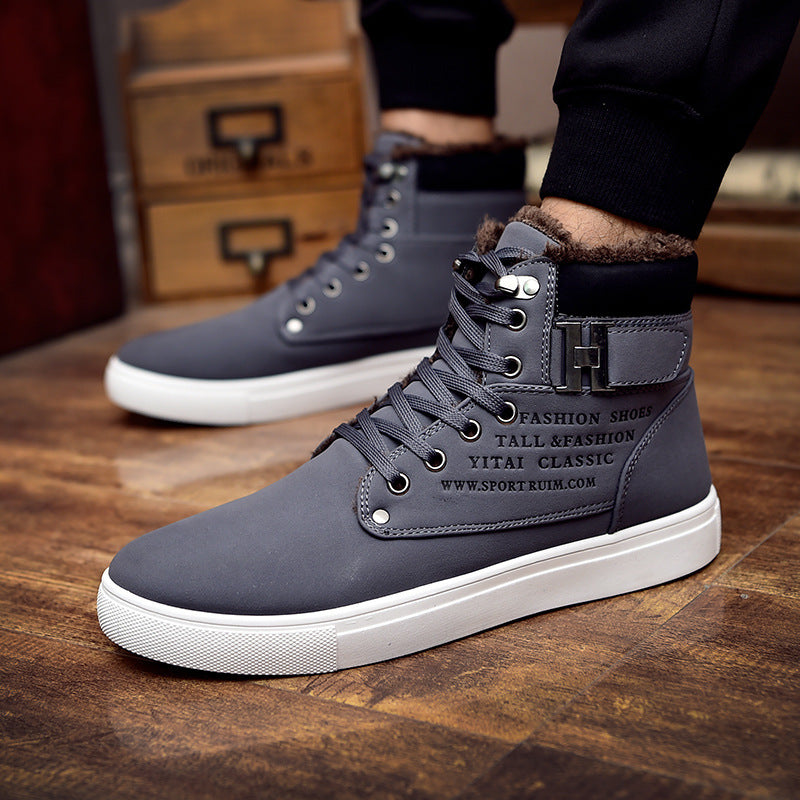 DEKABR 2021 Hot Men Skor Mode Varm Päls Vinter Män Stövlar Höst Läder Skor För Man Nya High Top Canvas Casual Skor Män