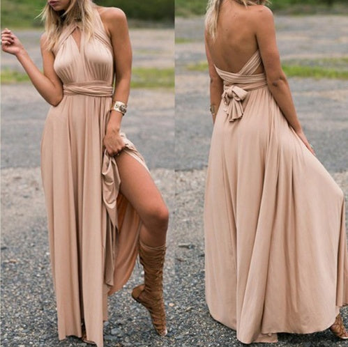 Robe Maxi Boho Convertible à Bandage pour Femmes