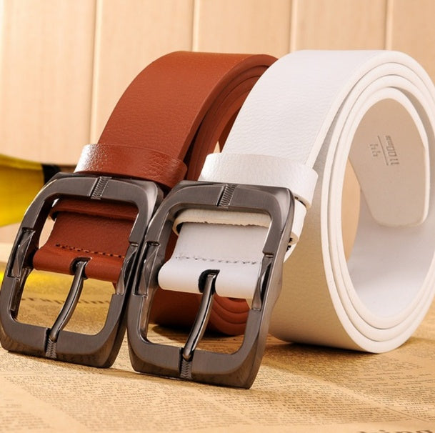 Men's New Brand High Quality Luxury Leather Pin Buckle Black Business Belt - Executive Excellence