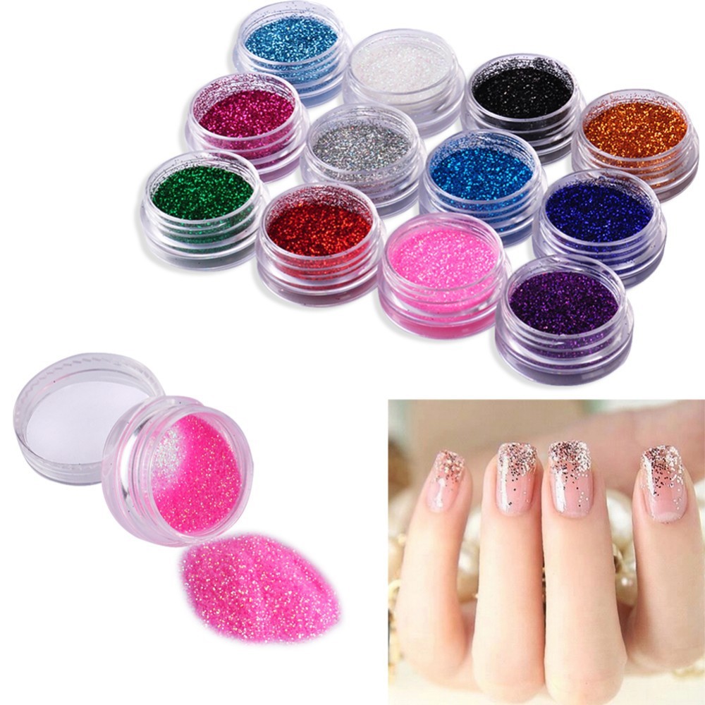 24-Color 3D Nail Glitter Set - 128.5g Professional | 17.2x11.5x1.5cm Case