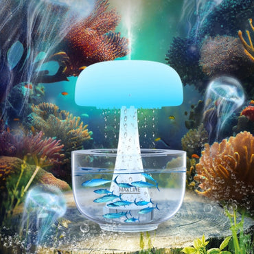 Humidificateur de goutte de pluie de méduse, atomisation ultrasonique, lumière d'ambiance à sept couleurs, diffuseur d'arôme de pluie de nuage, décoration de maison