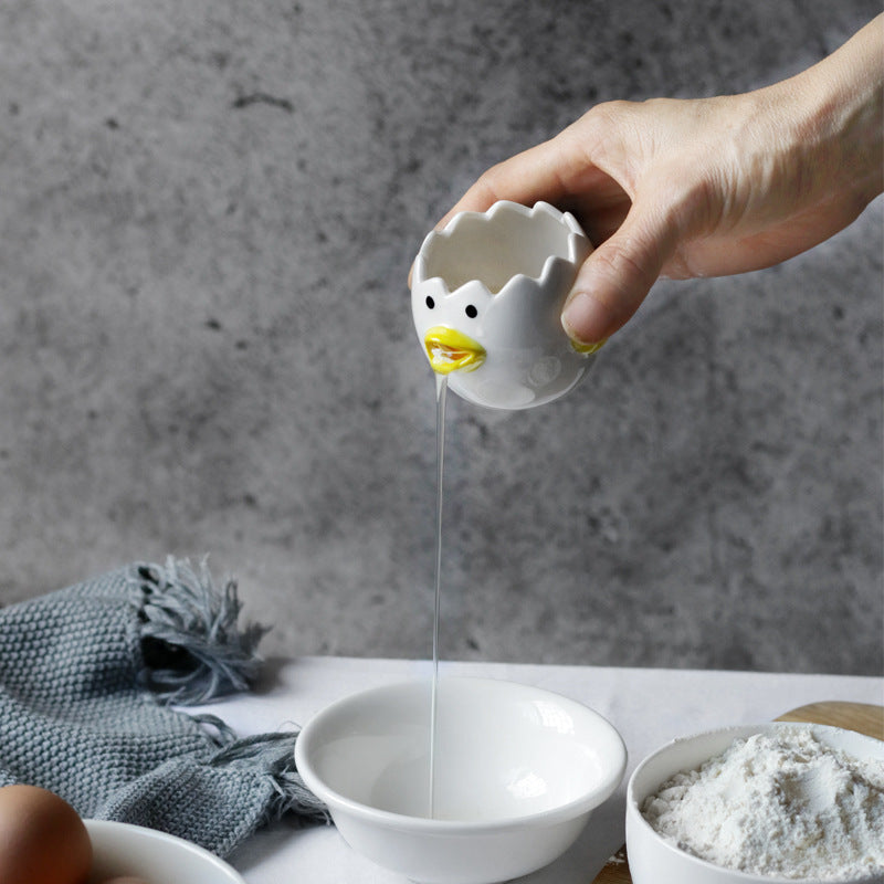 Cute Chicken Ceramic Egg White Separator Kitchen Accessories Practical Egg