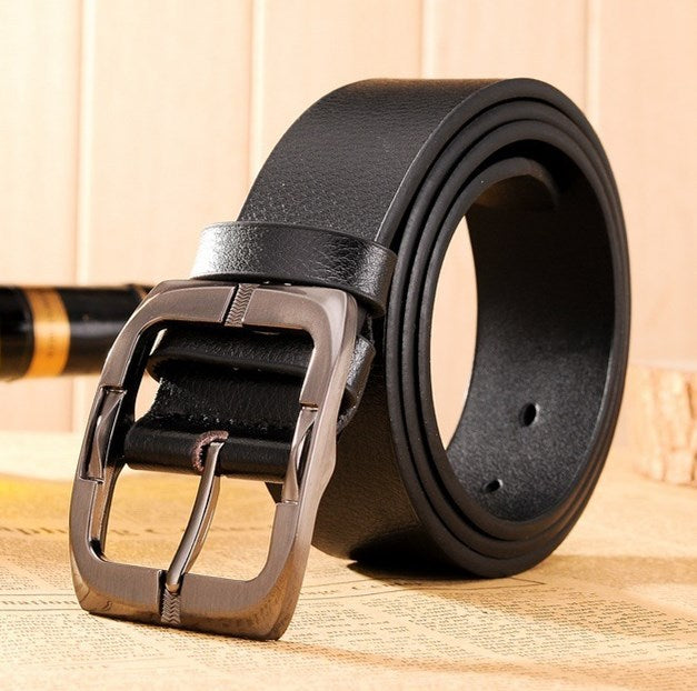 Men's New Brand High Quality Luxury Leather Pin Buckle Black Business Belt - Executive Excellence