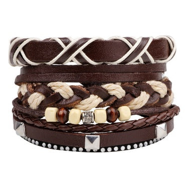 Moderiktiga pärlbesatta läderarmband och armband