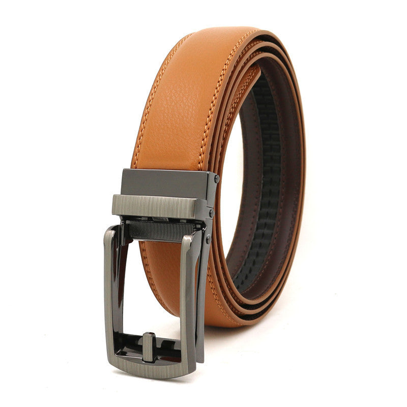 Men's Fake Needle Automatic Buckle Cowhide Belt - Detailed Sophistication