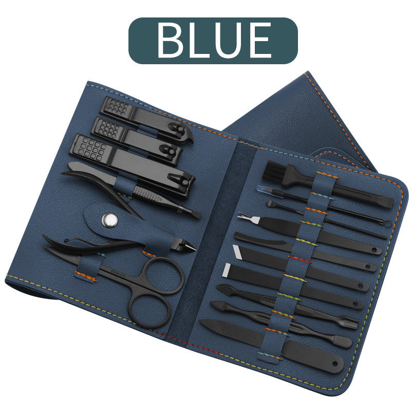 Professional Manicure Set - 16 Pieces 138x110x23mm Stainless Steel | PU Leather Case Gift