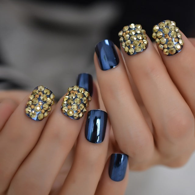 Professional Metal Press-On Nails - Women's High-Quality Collection | Realistic Shape Easy Clean