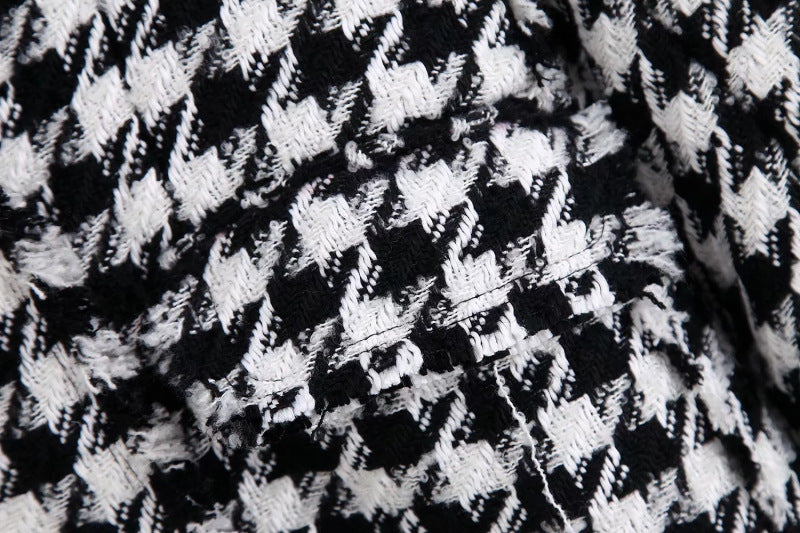 Veste pied-de-poule femme automne rétro veste à carreaux épais