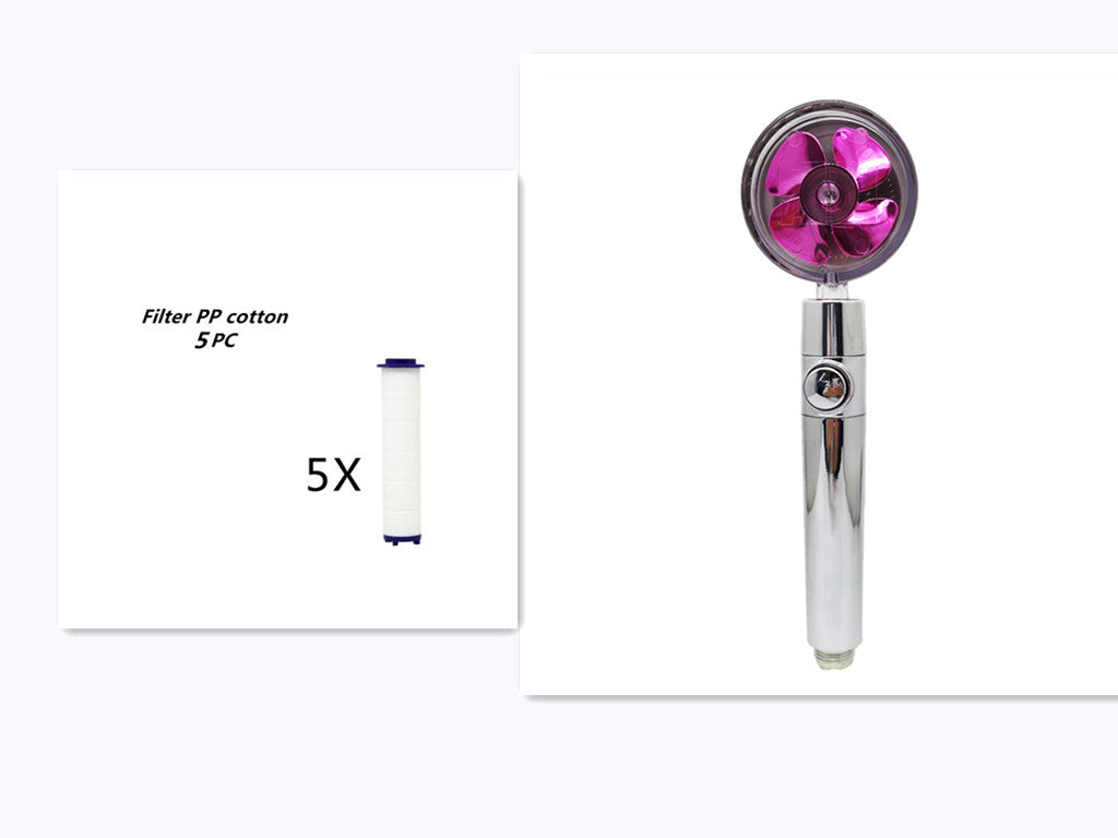 Pommeau de douche à hélice avec bouton d'arrêt et filtre en coton, buse de douche à main haute pression turbocompressée