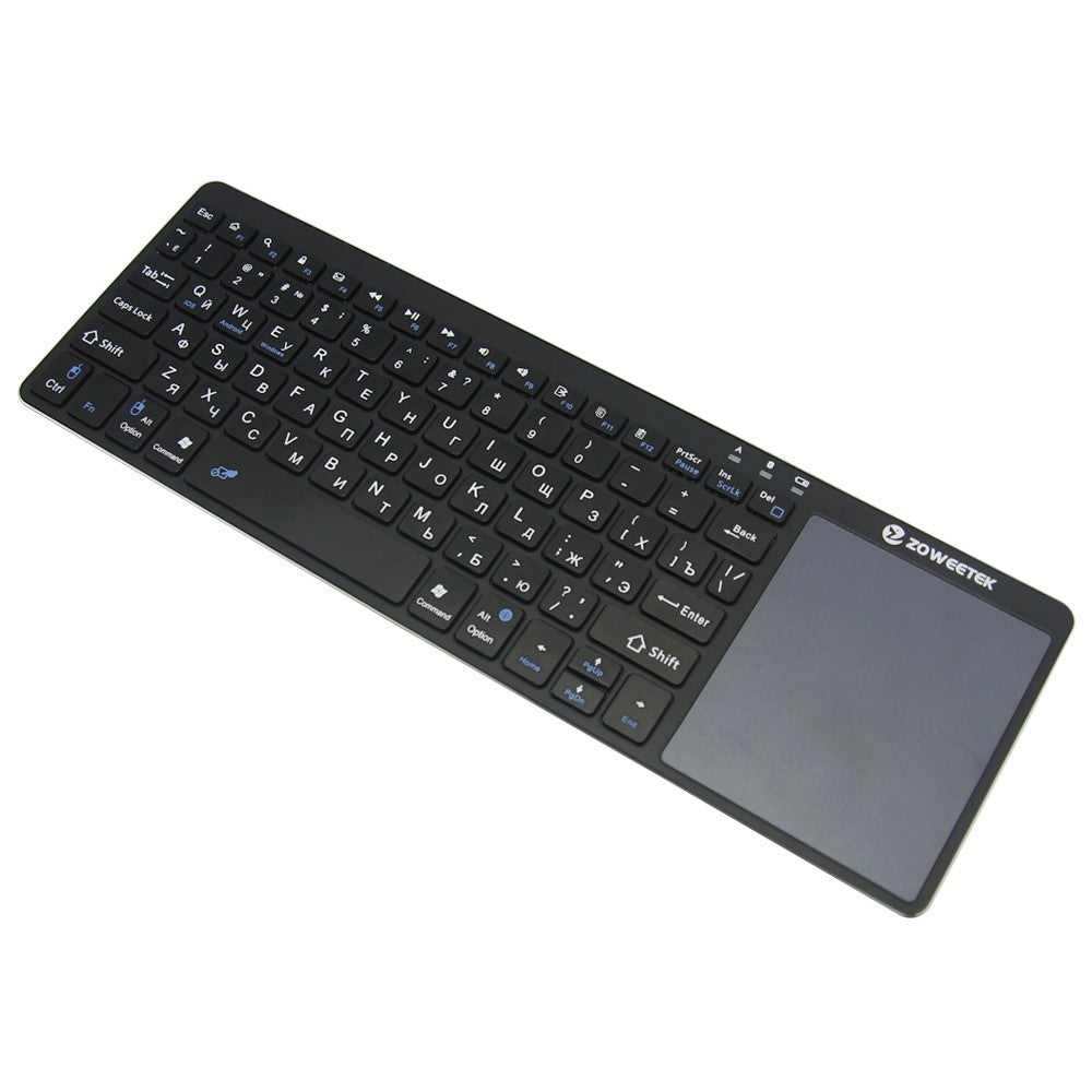 Zoweetek k12bt-1 Mini Trådlöst Bluetooth-Tangentbord Ryska Engelska Spanska Pekplatta För Smart TV Box PC Android Telefon Pad