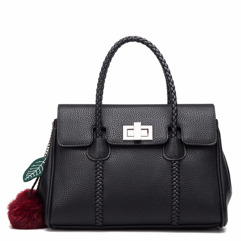 Textured Lychee Leather Handbag - Premium Embossed Pattern Shoulder Bag