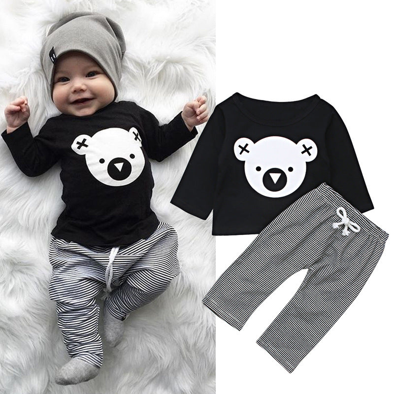 Koala Top Striped Pants Two Piece Kids Set
