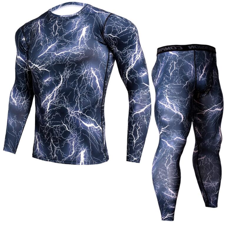 Ensemble pantalon et T-shirt de Camouflage pour hommes, T-shirt Crossfit à la mode, vêtements de marque à Compression, jogging, Leggings décontractés