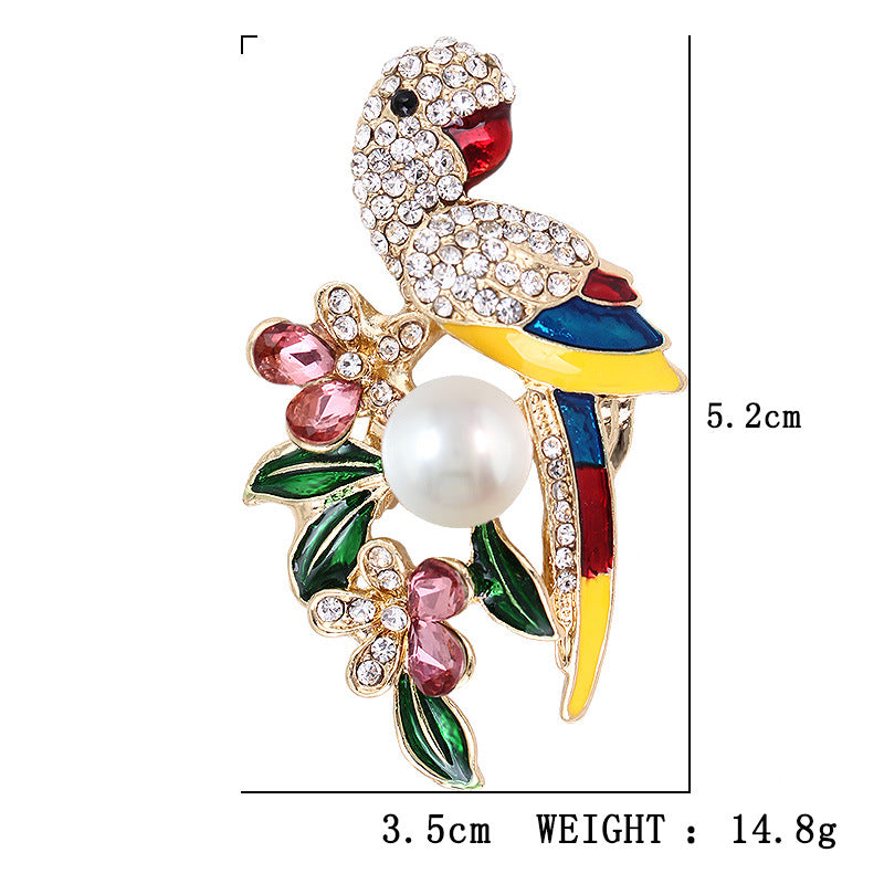 Elegant Bird Pearl Brooch