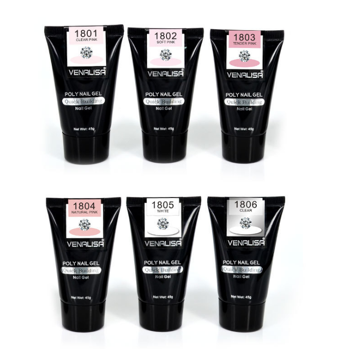 Venalisa Poly Nail Gel Kit - 45g 75ml 100pcs Complete System | Double-Head Phototherapy Builder
