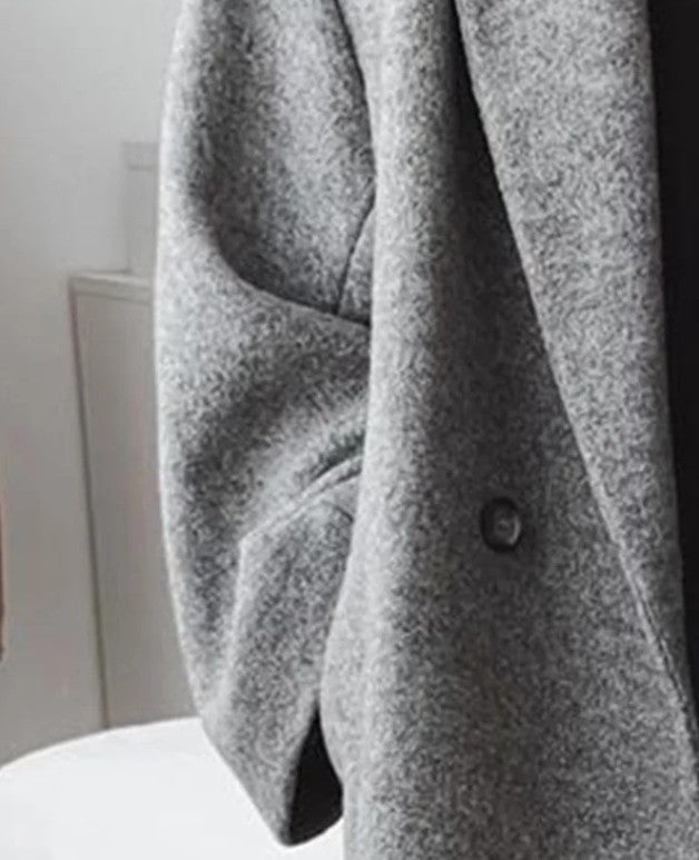 Dam flerfärgad ulltrenchcoat i flera storlekar