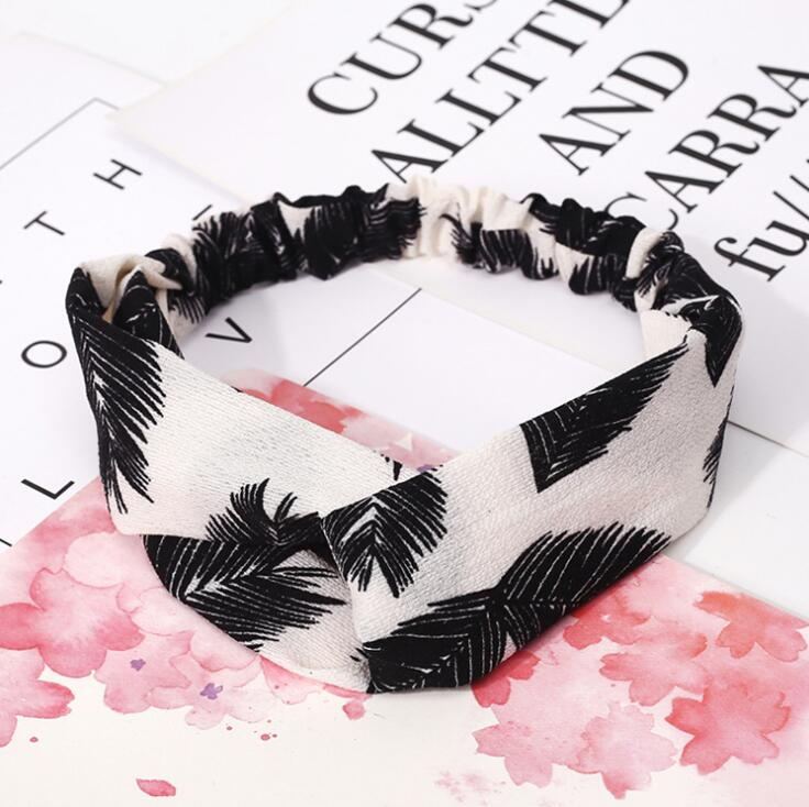 Kvinnor retrostil hårband blommigt tryck pannband Cross