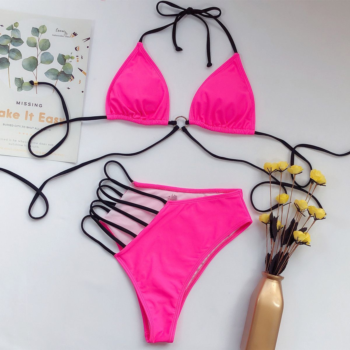 Professional Beachwear Women Bikini - Nylon Construction (Sexy Pattern Style, Chest Pad Support, High-Quality Materials, Comfortable Fit)