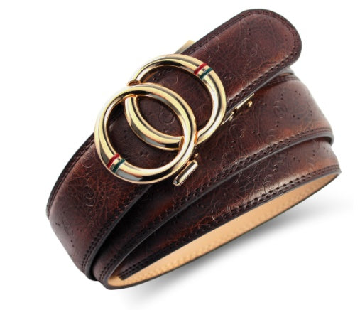Men's Automatic Alloy Buckle Cowhide Belt - Effortless Strength
