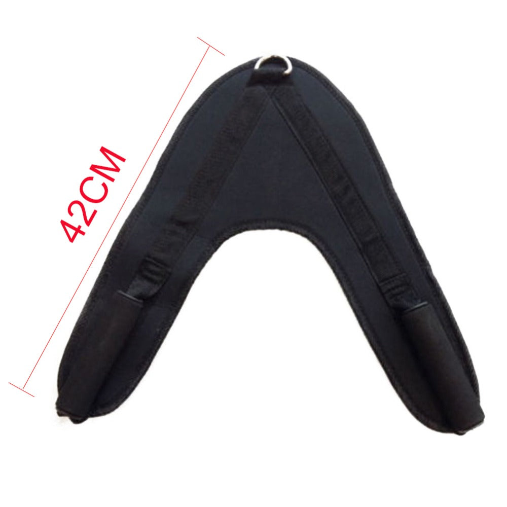 Professional Gym Abdominal Strap - Nylon Webbing PVC Handle (42cm, D-Ring Design)
