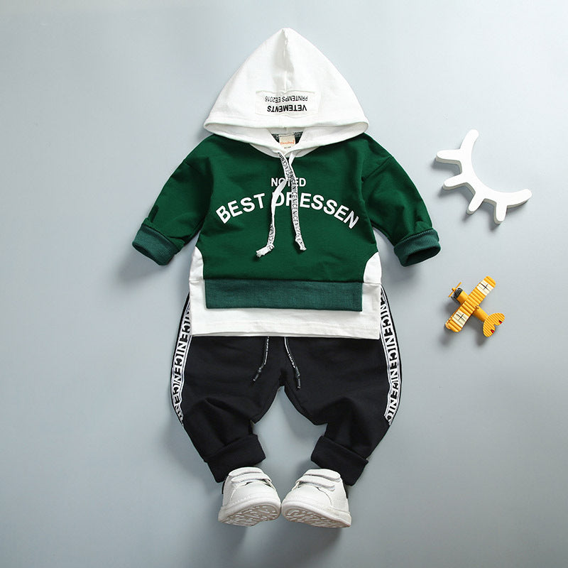 Boys' Suit Letter Print Hood