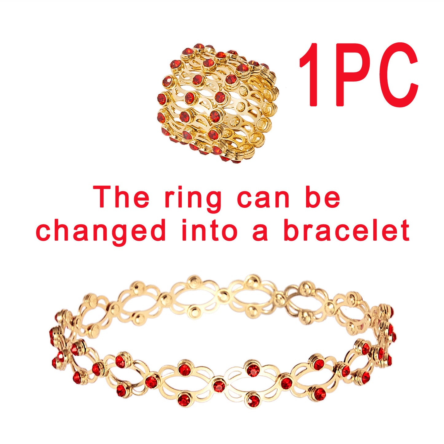 2 i 1 vikbara infällbara ringar armband magiska strass ringar deformerbara armband kvinnor i stil justerbara modesmycken
