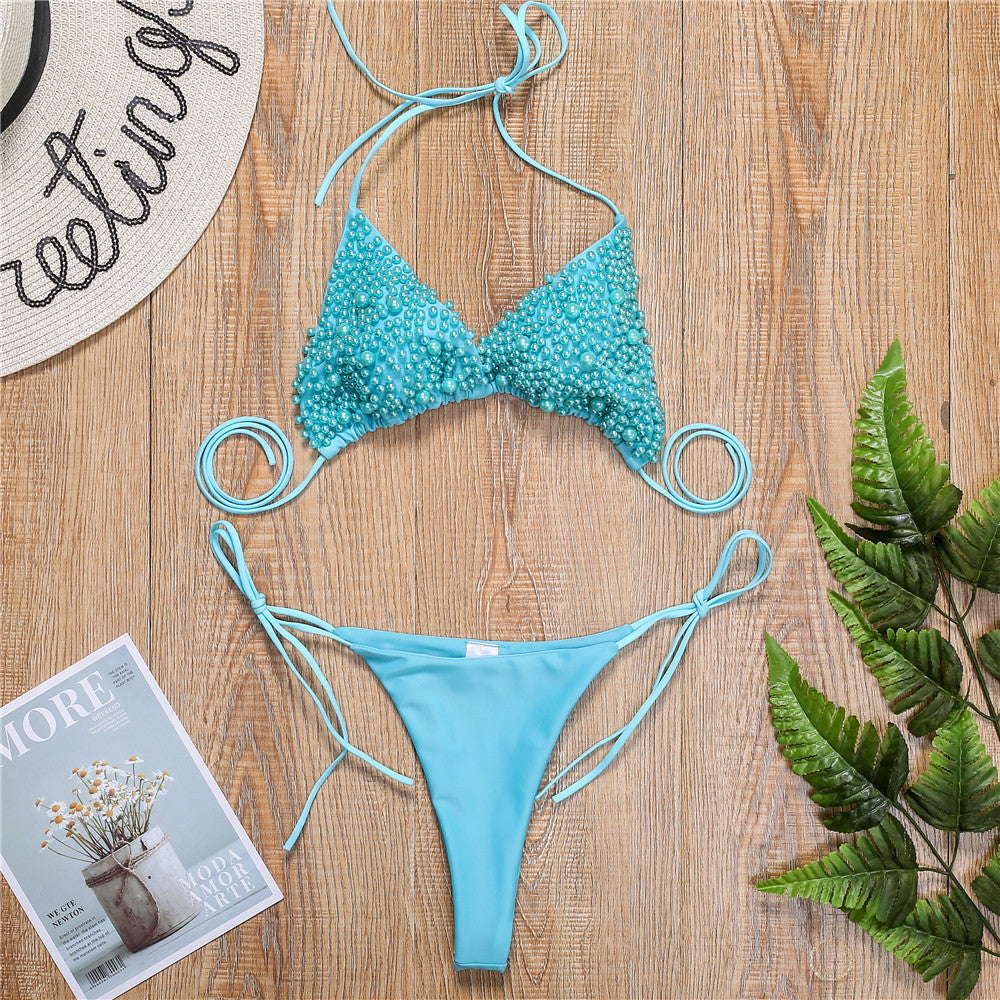 Professional Halter Mini Bikini Female Swimsuit Women Swimwear Two-Pieces - Polyester (Chest Pad Support, High-Quality Design, Perfect Figure Display)