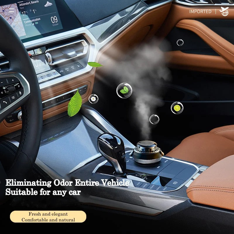 Portabel Kinetic Car Air Freshener Soldriven dubbelring Roterande luftrenare Parfym Doftspridare