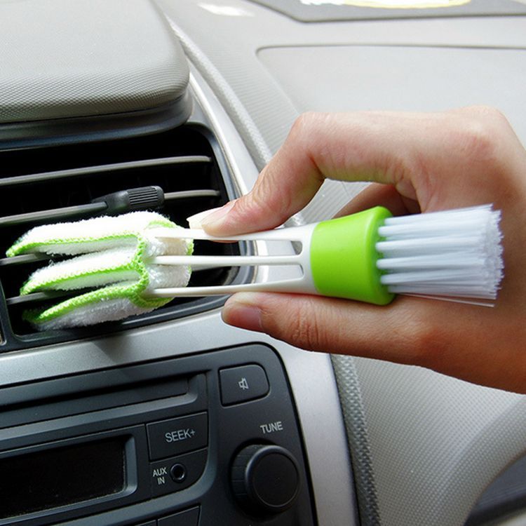 Double Head with Cloth Blind Cleaning Brush Household Dust Brush Dashboard Keyboard Brush Pen