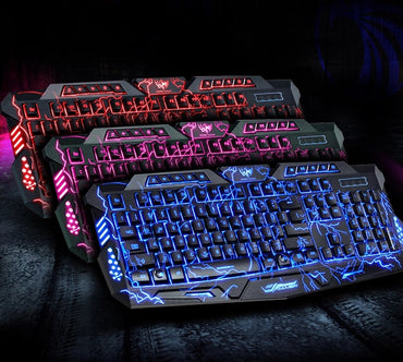 J10 tricolore rétro-éclairage filaire jeu de clavier de jeu coloré lumineux souris de jeu clavier clavier russe