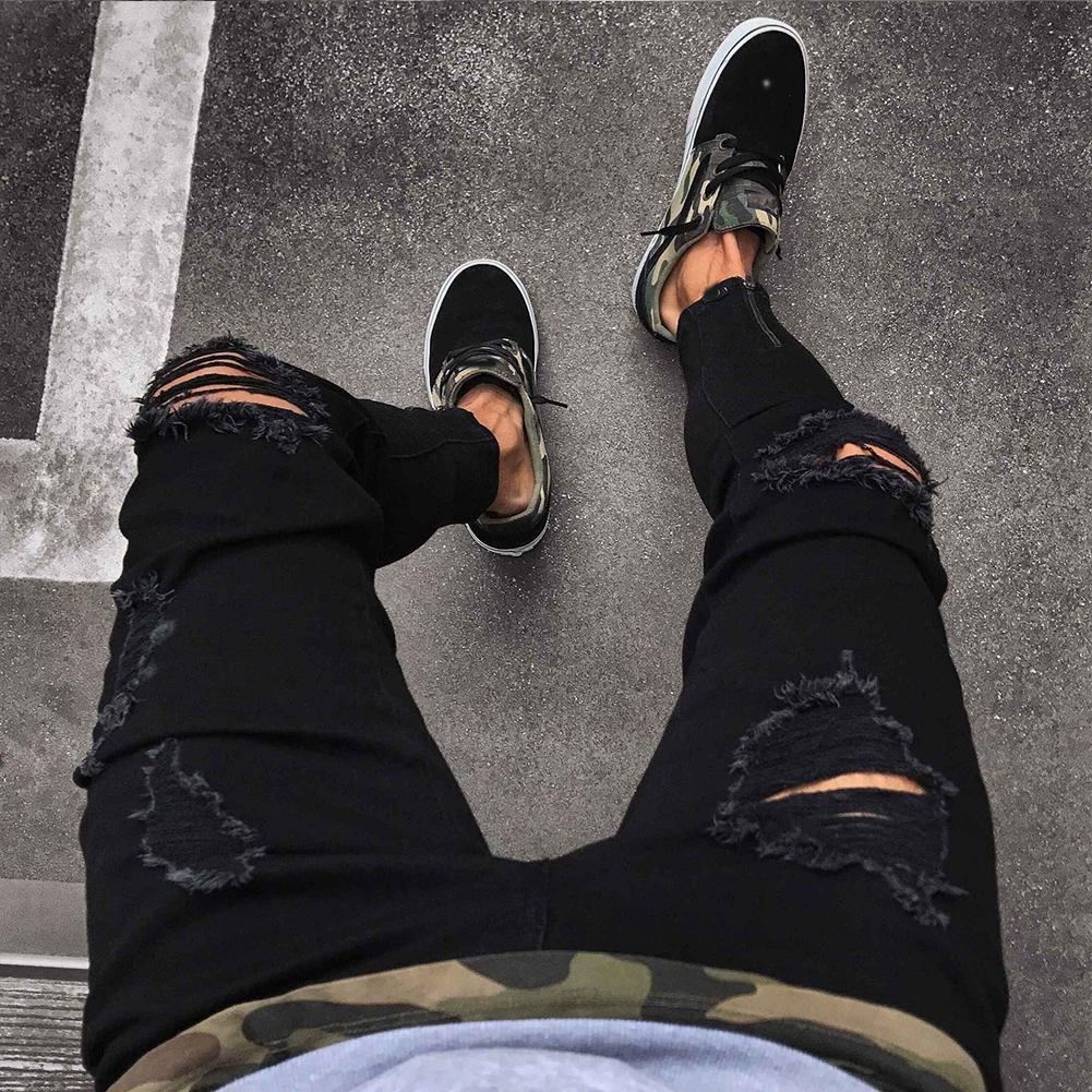 Byxor Jeans För Herr Byxor Lång Basic Trasiga Kläder