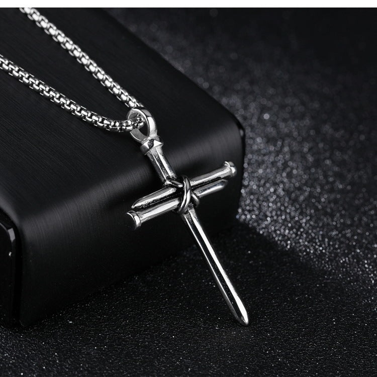 Clous en acier moulé en titane et acier, pendentifs croisés pour hommes, collier, bijoux