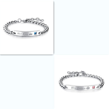 Hans drottning hennes kung svart roséguldfärgad damkedja kristallpararmband
