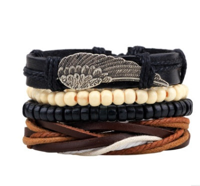 Moderiktiga pärlbesatta läderarmband och armband