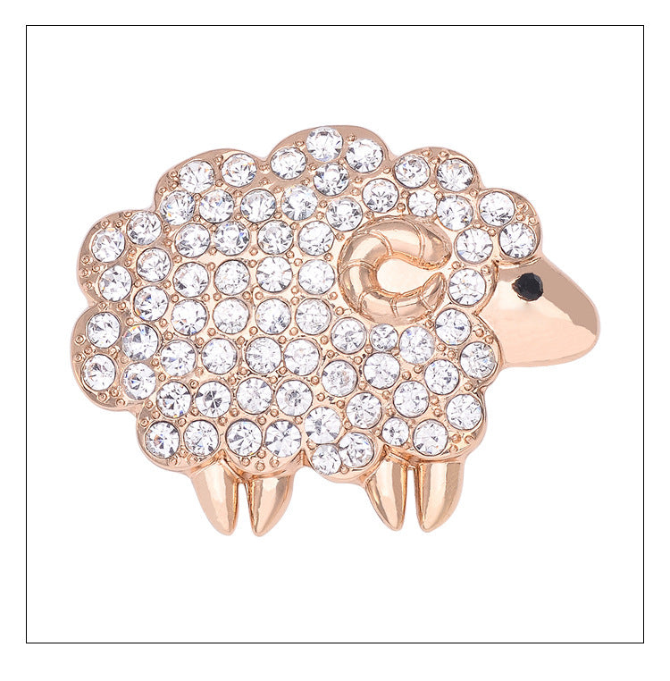 Broche mouton du zodiaque, broche en strass