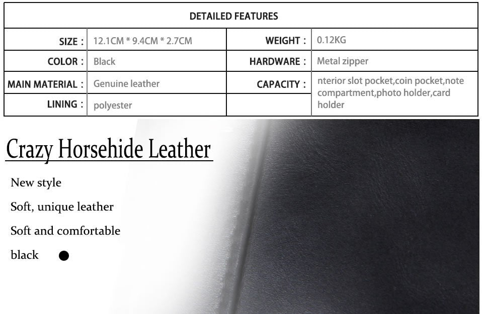 Portefeuille homme Portefeuille court homme Brosse antivol portefeuille cuir homme