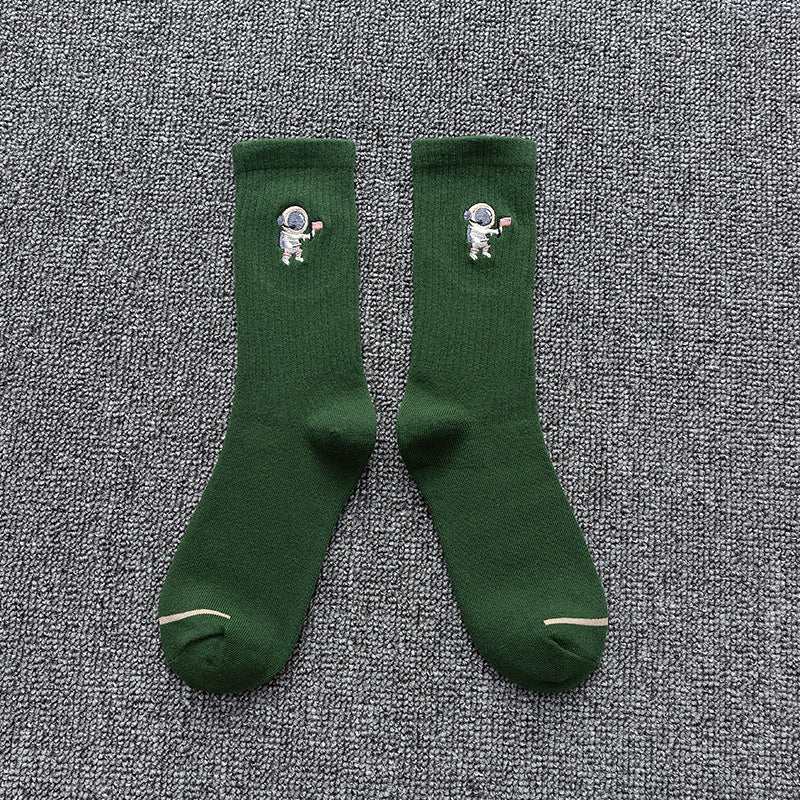 Chaussettes en coton brodées chaussettes astronautes chaussettes de sport