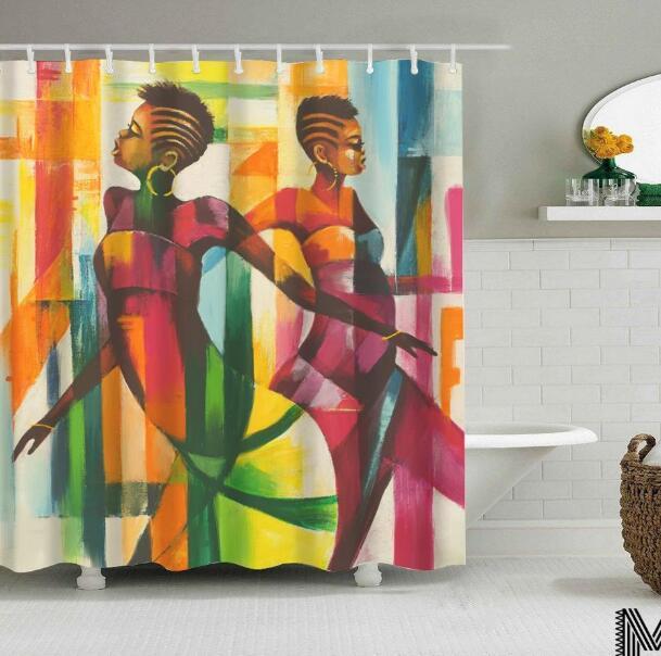 Art Design Graffiti Hip Hop African Girl Shower Curtain - Modern Building Bathroom Decor