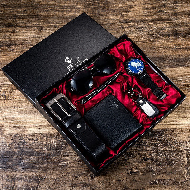 Men's Premium 6-Piece Gift Box Set Black/Brown - Luxury Collection