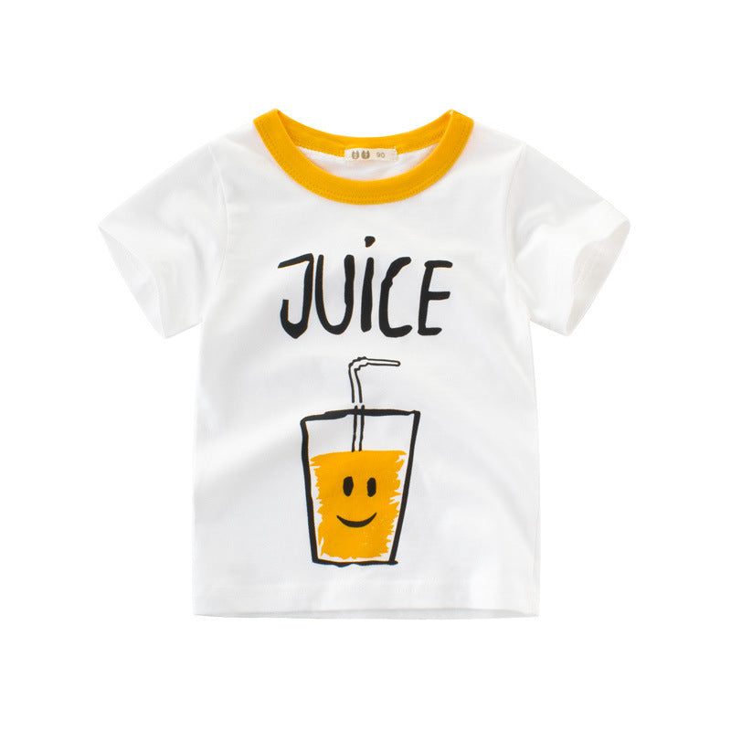 Barnkläder sommar ny pojke kortärmad t-shirt sommar babybottnad skjorta barn halvärm ins