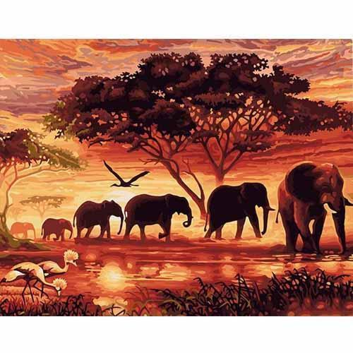CHENISTI Sunset Elefanter DIY Fabrication de vêtements modernes en tissu acrylique à la main pour l'ourlet de l'intérieur