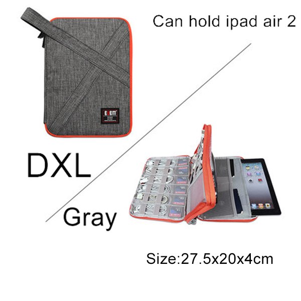Kompatibel med Apple, BUBM Travel Universal Cable Organizer Elektroniktillbehör Fodral Gadgetväska för USB, telefon, laddare och kabel, Passar för ipad