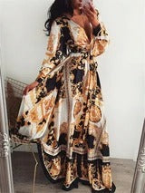 Robe fendue Pull imprimé à col en V Jupe longue