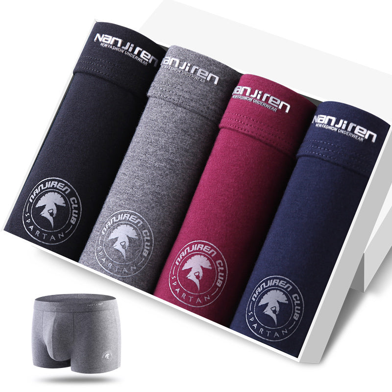 Herr enfärgade boxershorts i bomull, sexiga shorts