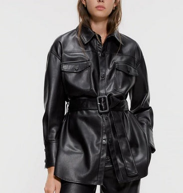 Medium And Long PU Leather Top - Versatile Chic High-Quality Luxurious Affordable Layering Piece