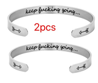 Mantra armband med citat rostfritt stål Cuff Inspirerande smycken Graduation Gåva