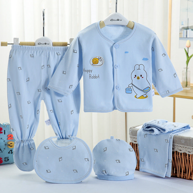 Nyfödd baby bomullsunderkläder set Femdelad kostym 0-3 månader