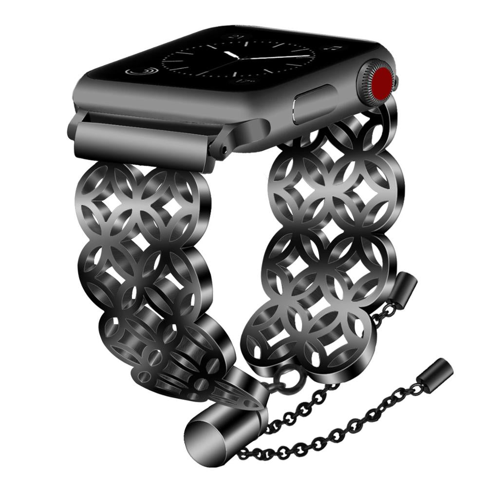 Compatible avec Apple, bracelets à fleurs papillon de haute qualité pour montre, Bracelet en acier inoxydable pour la série Iwatch