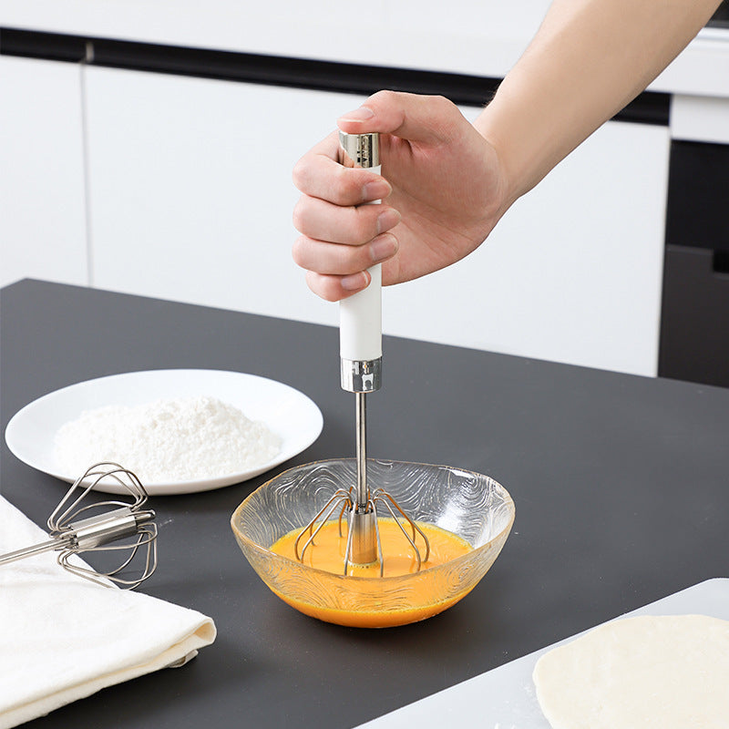Halvautomatisk äggvisp i rostfritt stål Handtryck Roterande manuell mixer Äggverktyg Gräddomrörare Kökstillbehör